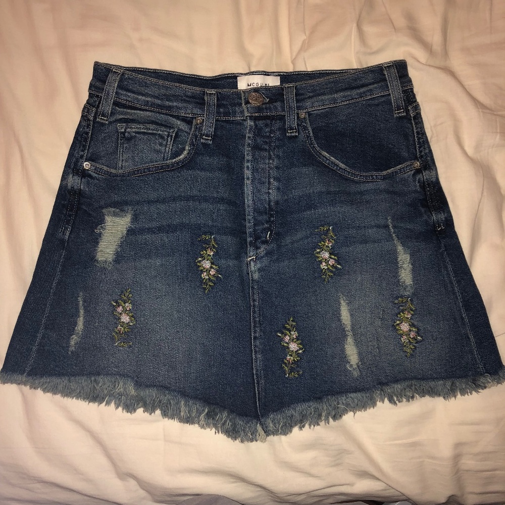 McGuire Vintage Denim Embroidered Mini-skirt